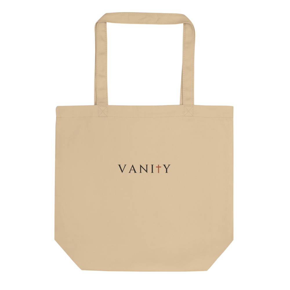 Study III Carry — oyster eco tote, cross-T front print
