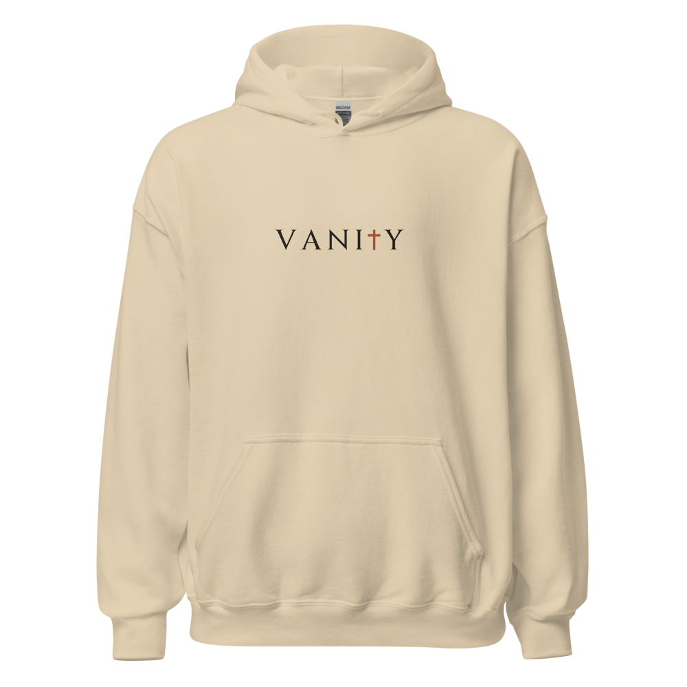 Study II Hood — sand, cross-T front print